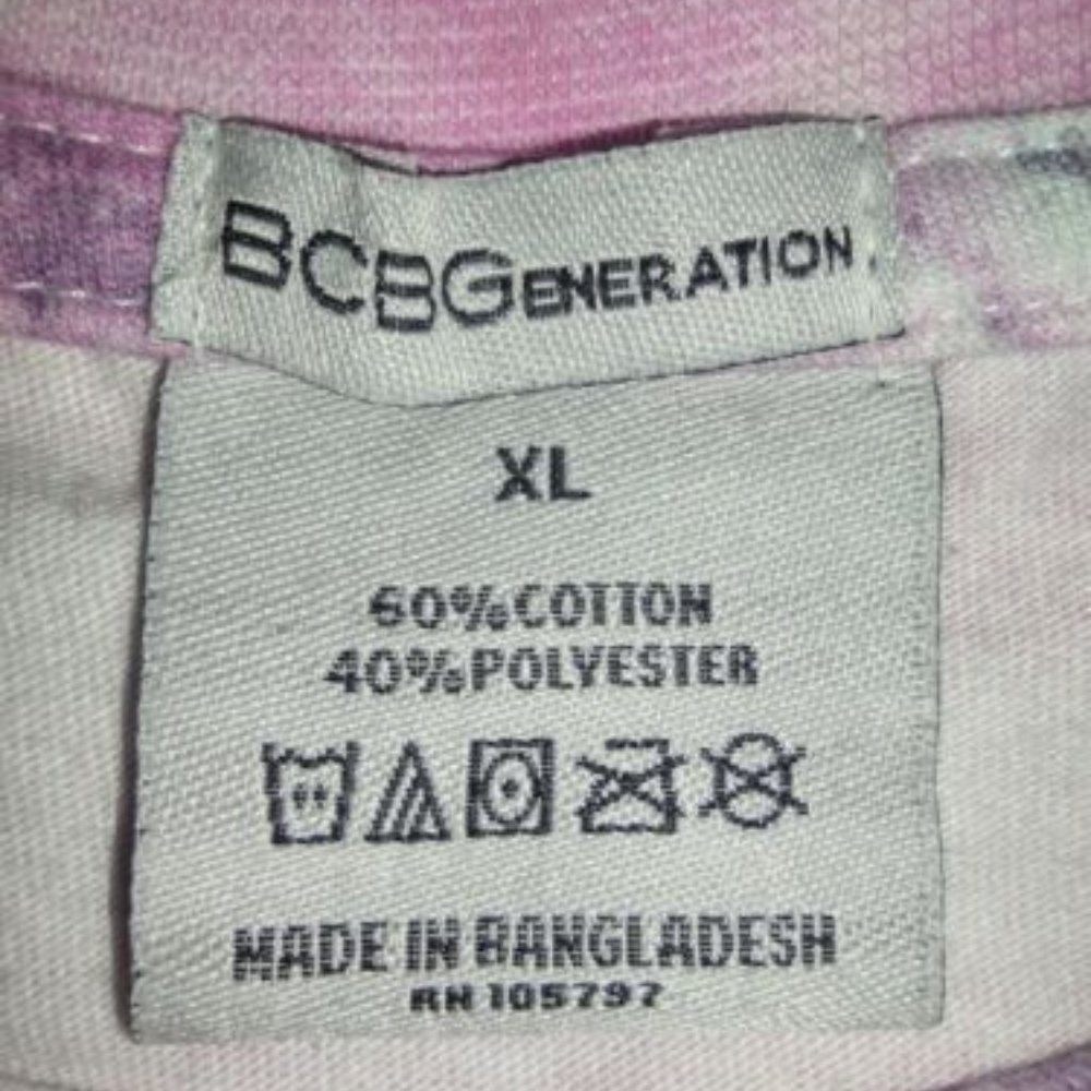 BCBGeneration XL Pink Pastels Tie Dye Raised Letter Scoop Neck Crop Top - Picture 11 of 11